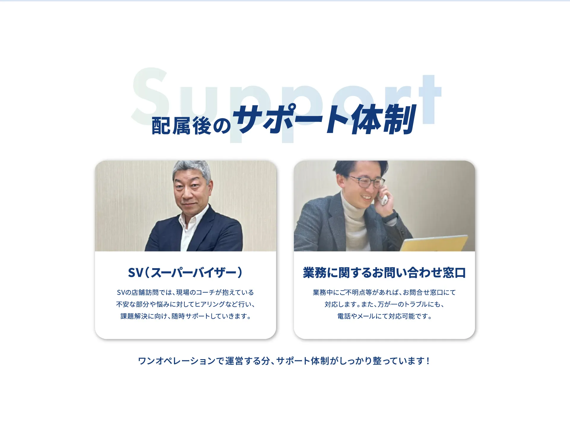 配属後のサポート体制